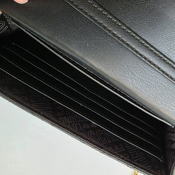 NWT Love Moschino Shiny Quilted chain strap black crossbody bag or clutch - Picture 11 of 12